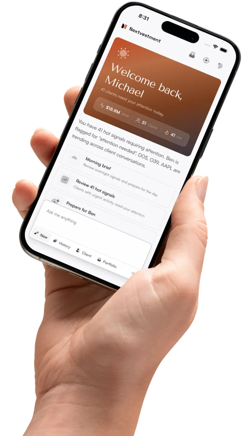 Advisor dashboard showing 41 clients need your attention today